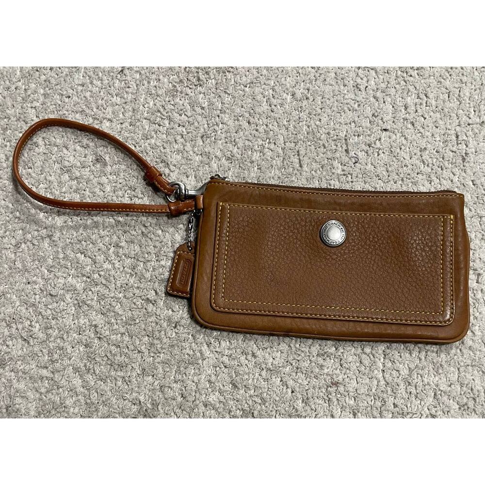 Vintage Coach Wristlet Brown Pebbled Leather w/ Hangtag Authentic 90s / Y2K